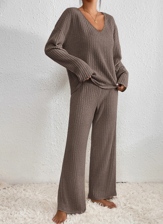 Women's V-Neck Knit Two-Piece Set