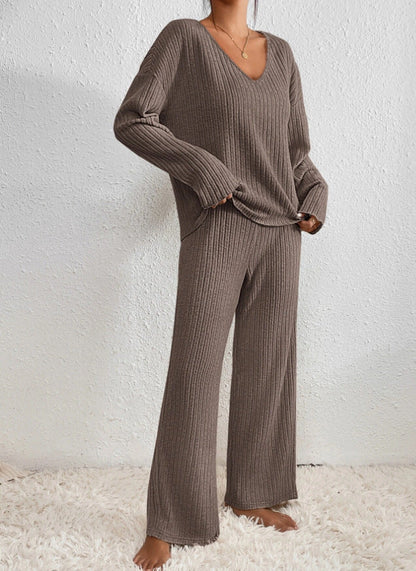 Women's V-Neck Knit Two-Piece Set