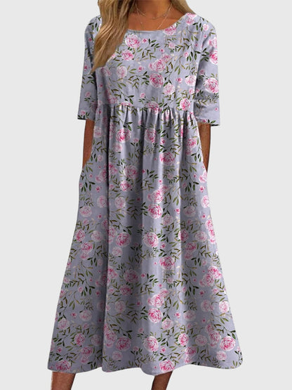 Classic Floral Midi Dress for Women