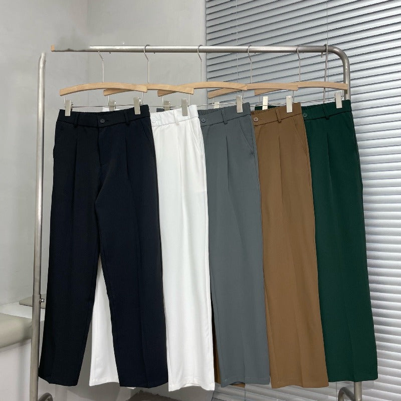 Men's Straight Leg Pleated Trousers