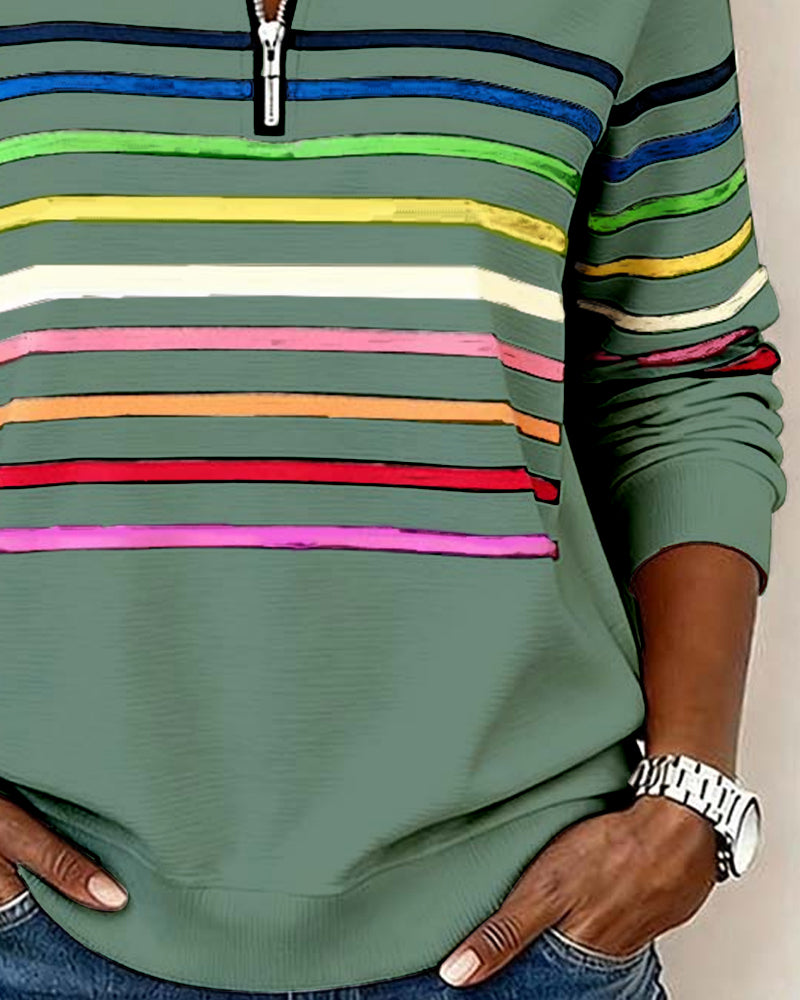 Women's Crew Neck Sweatshirt Ribbed Hem