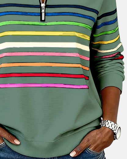 Colorful Multi Stripe Zip Hoodie