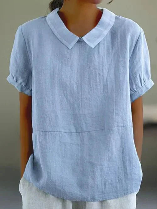 Women's Short Sleeve Casual Peter Pan Collar - VibreMode