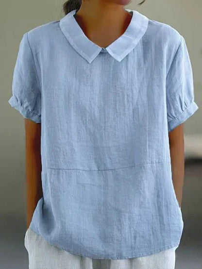 Women's Short Sleeve Casual Peter Pan Collar - VibreMode