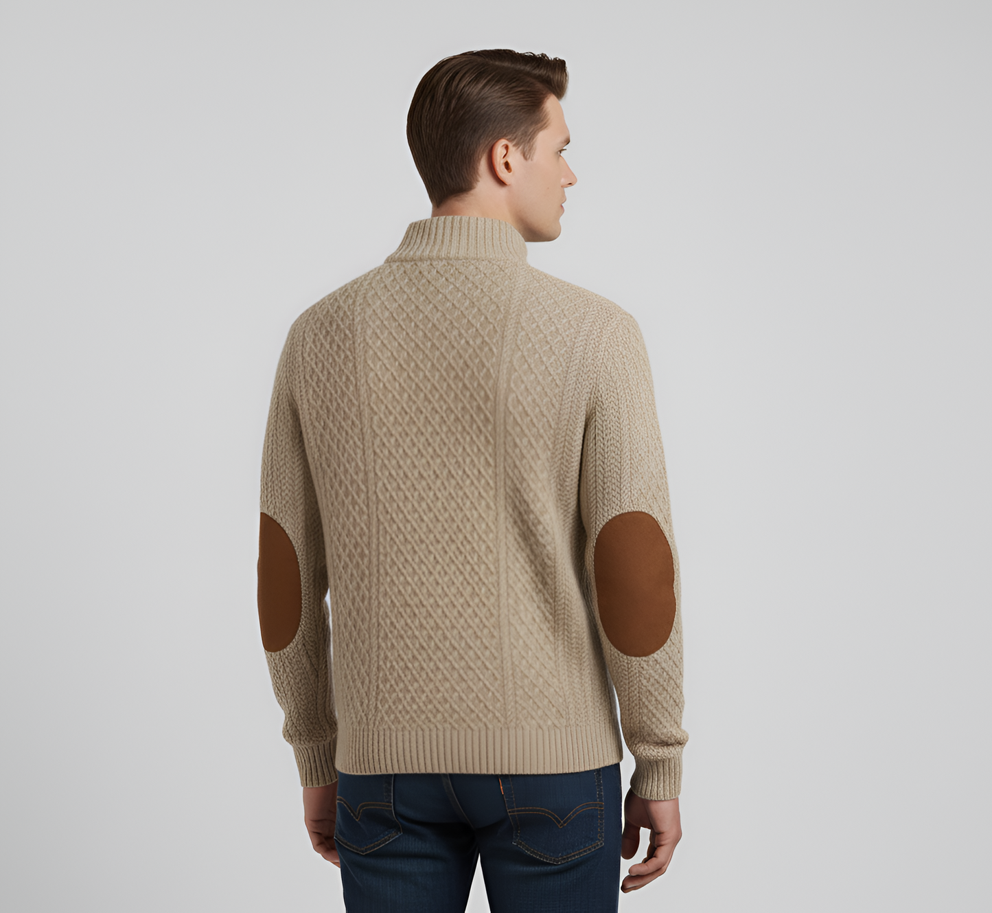 Men's Quilted Knit Sweater Stand Collar