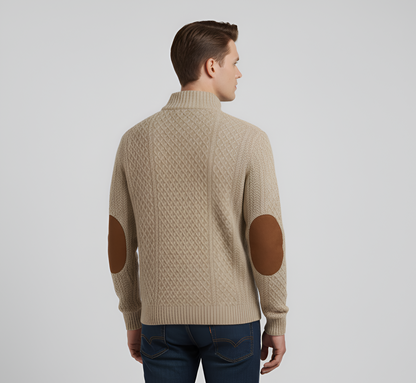 Men's Quilted Knit Sweater Stand Collar