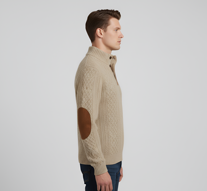 Men's Quilted Knit Sweater Stand Collar