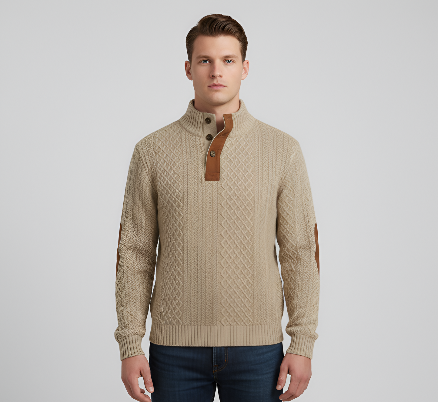 Men's Quilted Knit Sweater Stand Collar - VibreMode