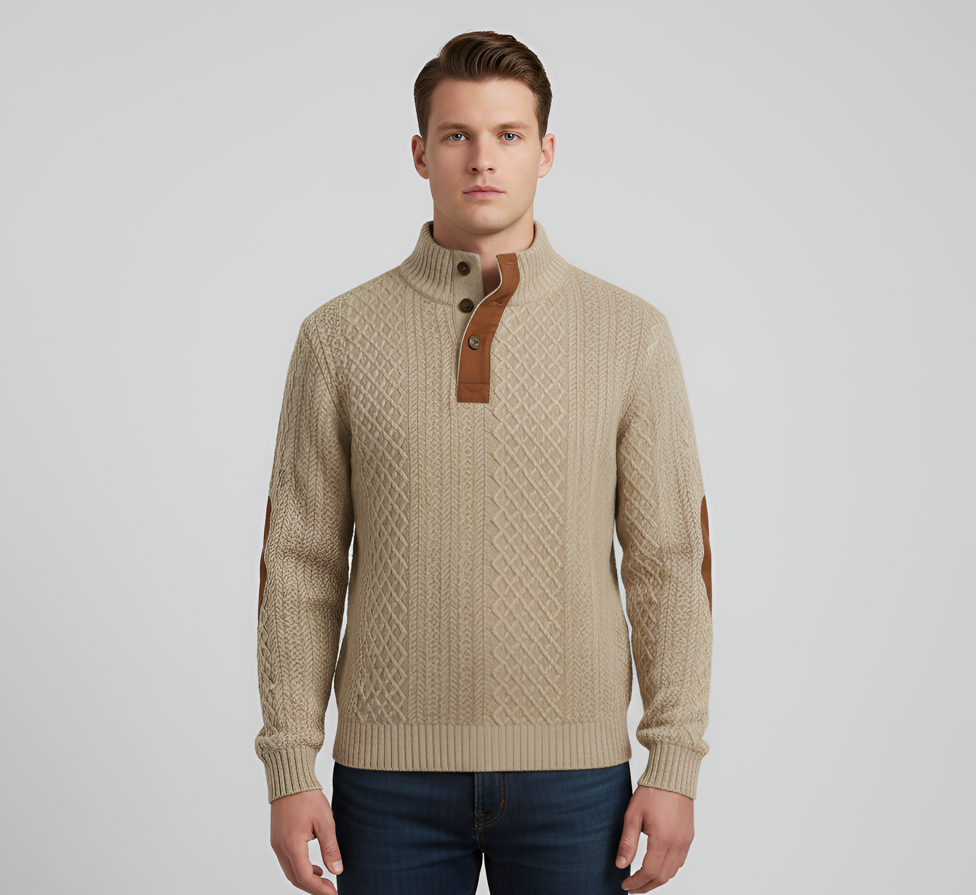 Men's Quilted Knit Sweater Stand Collar - VibreMode