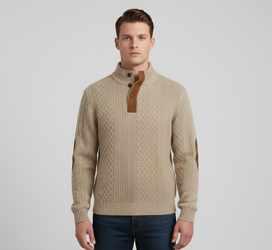 Men's Quilted Knit Sweater Stand Collar - VibreMode