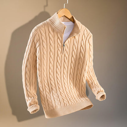 Classic Luxury Cable Crew Sweater - VibreMode