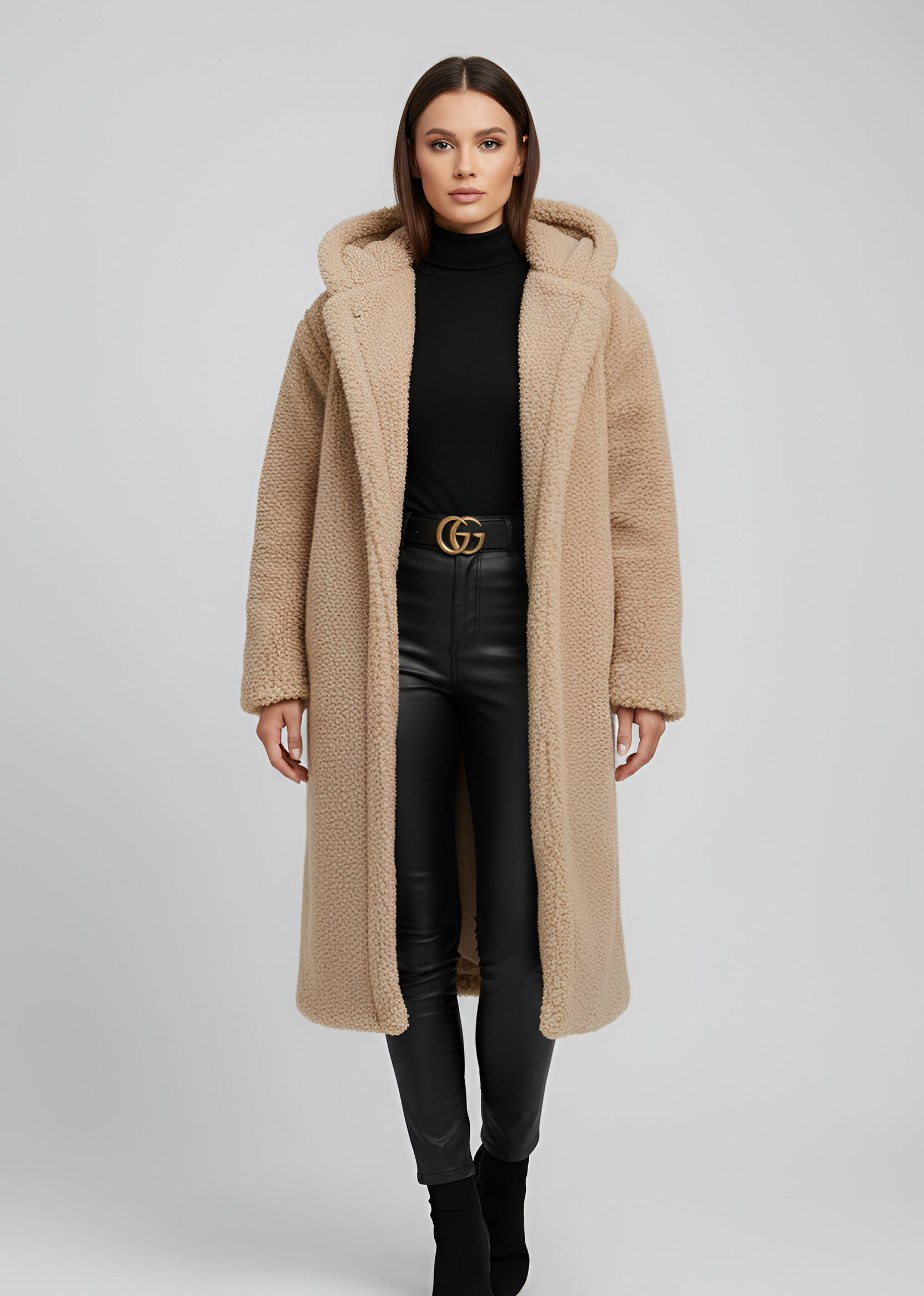 Women's Long Teddy Coat Plush Winter Parka - VibreMode