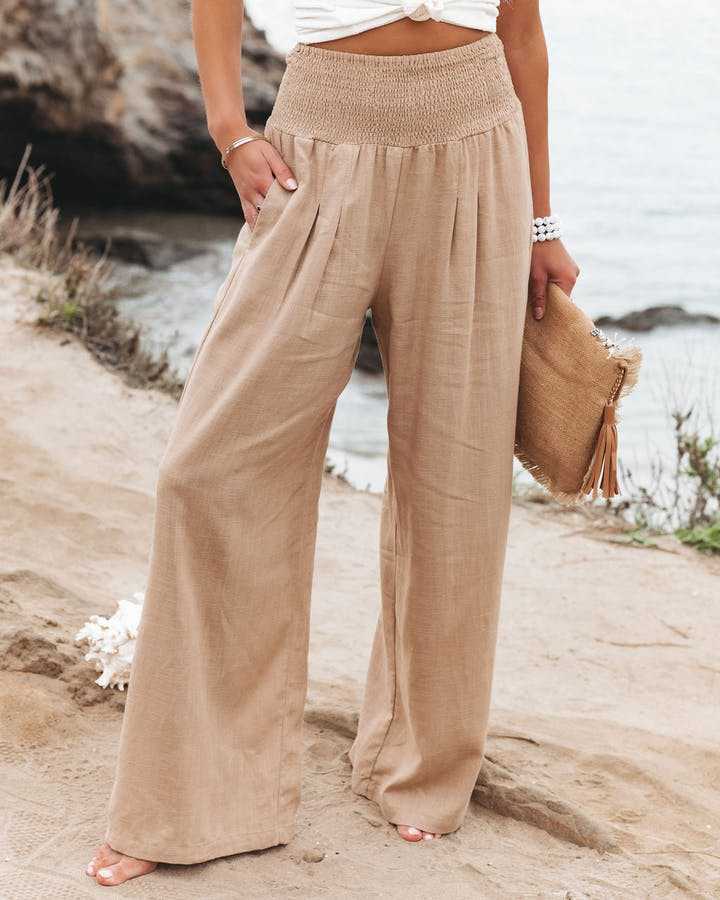 Relaxed Fit Wide Leg Beach Pants - VibreMode