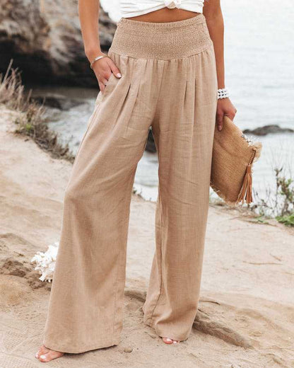 Relaxed Fit Wide Leg Beach Pants - VibreMode
