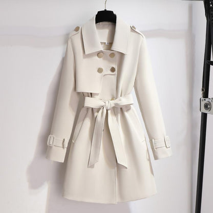 Women's Double-Breasted Trench Coat Belted Waist - VibreMode
