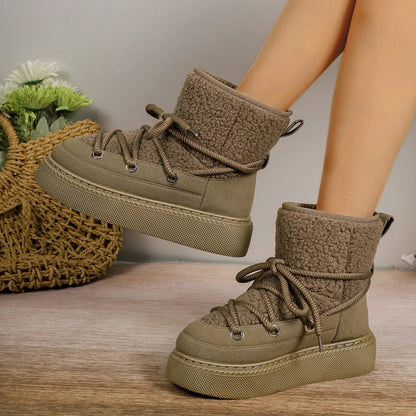 Women's Platform Lace Up Comfort Boots - VibreMode