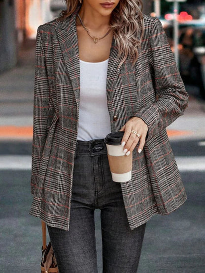 Women's Plaid Blazer Jacket Tailored Fit