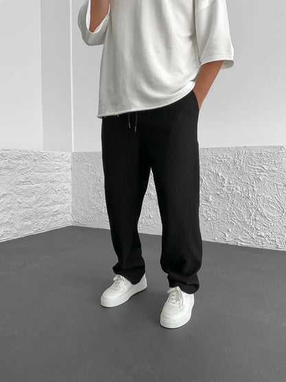 Men's Wide Leg Lounge Pants Vertical Stripe