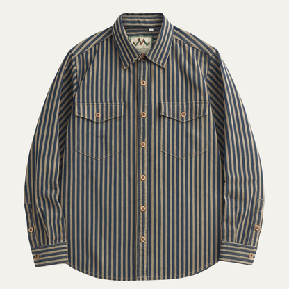 Men's Classic Striped Button Down Shirt Cotton - VibreMode