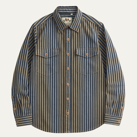 Men's Classic Striped Button Down Shirt Cotton - VibreMode