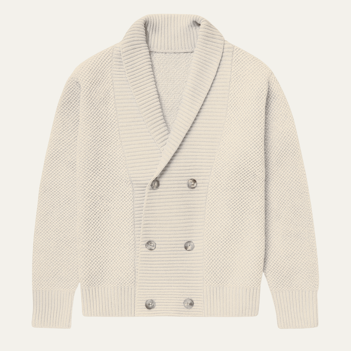 Men's Double Breasted Cardigan Chunky Knit Shawl Collar - VibreMode