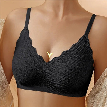 Women's Wireless V Neck Bra Adjustable Strap - VibreMode