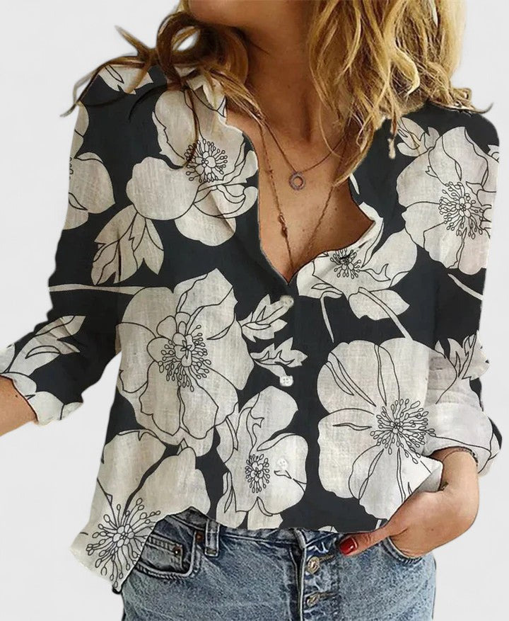 Classic Women's Linen Collar Button Shirt