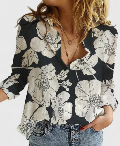 Classic Women's Linen Collar Button Shirt