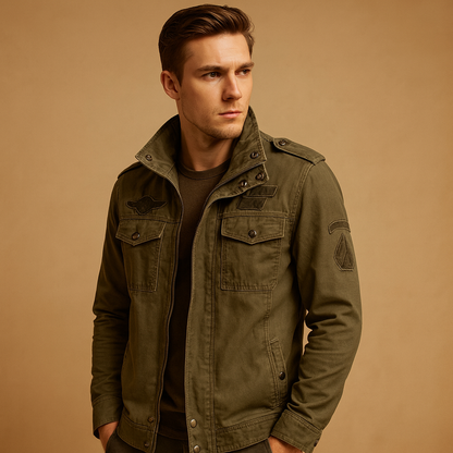 Men's Classic Leather Long Sleeve Jacket - VibreMode