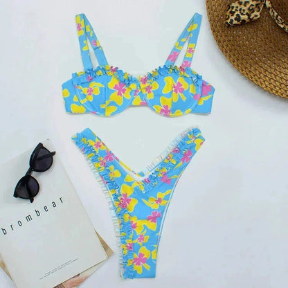 Women's Ruffled Bikini Set Patterned