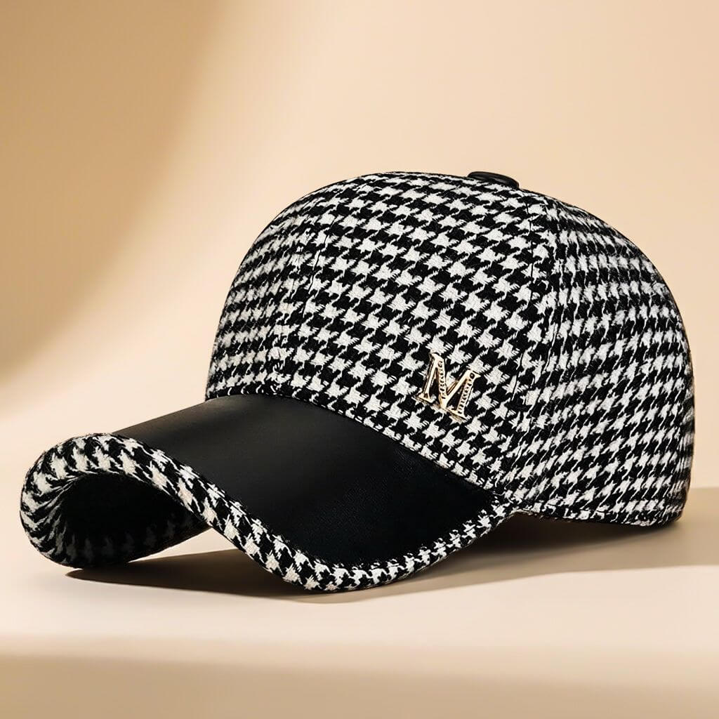 Warm Houndstooth Beanie Hat