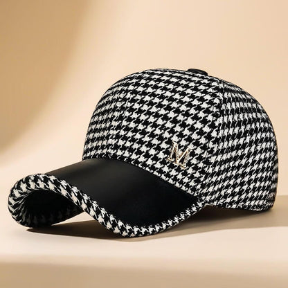 Warm Houndstooth Beanie Hat