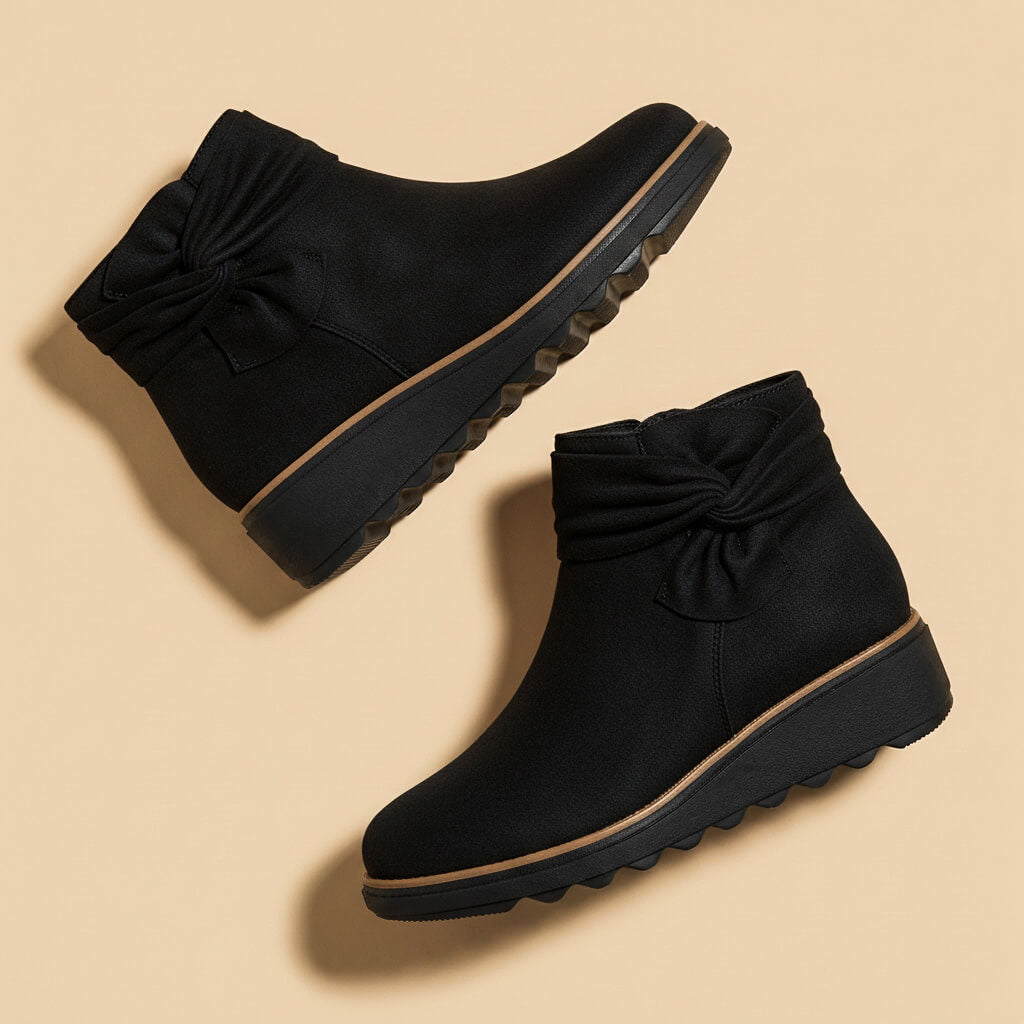 Soft Suede Ankle Boots with Bows