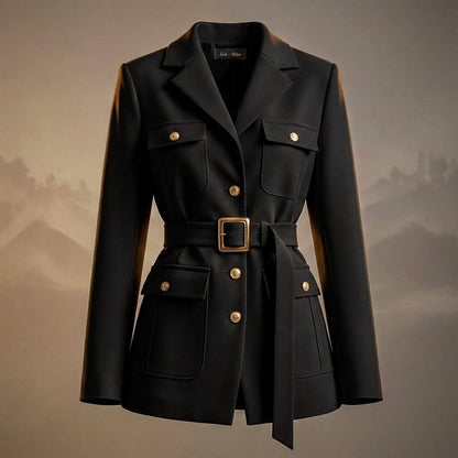 Fashion Belted Wool Jacket