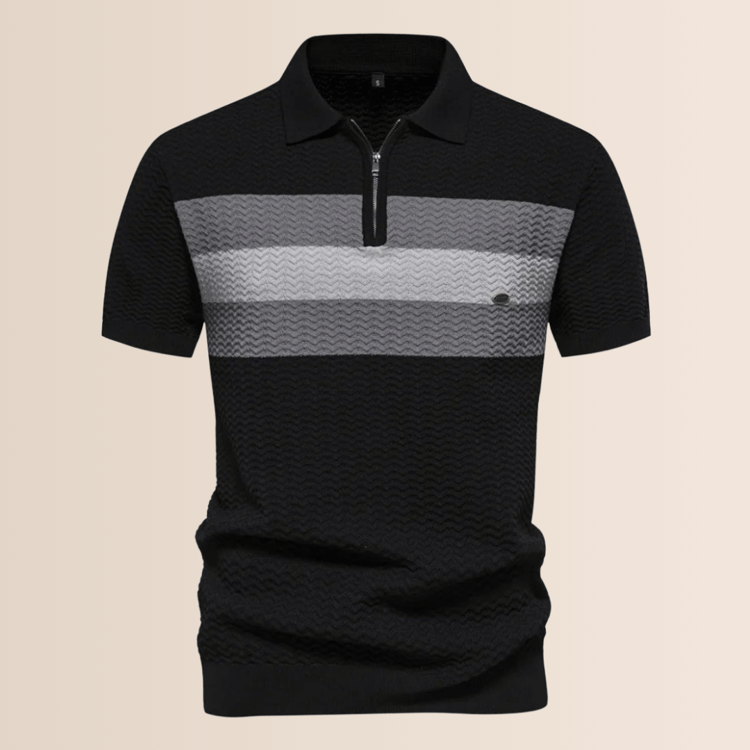 Men's Striped Polo Shirt Cotton