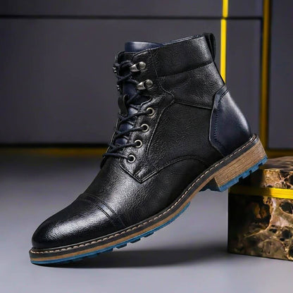 Brown Black Leather Ankle Boots
