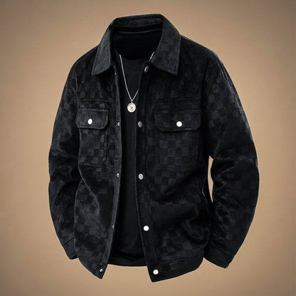 Plaid Faux Suede Leather Jacket