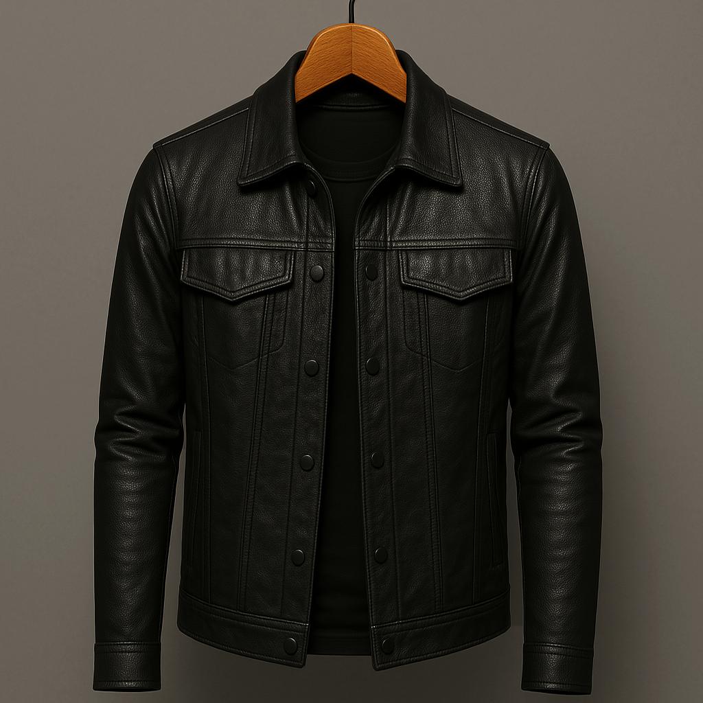 Men's Stand Collar Jacket Snap Front Cotton Tan