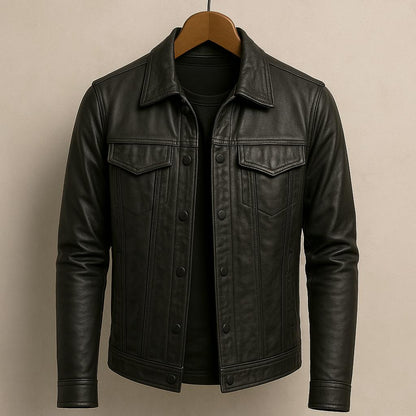 Men's Stand Collar Jacket Snap Front Cotton Tan