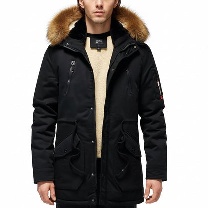 Men's Camouflage Hooded Parka Thick Windproof Velvet Jacket - VibreMode