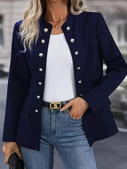 Women's Military Long Sleeve Blouse Button Down - VibreMode