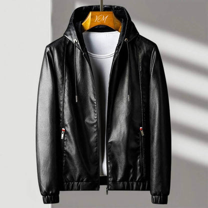 Premium Leather Hoodie Coat