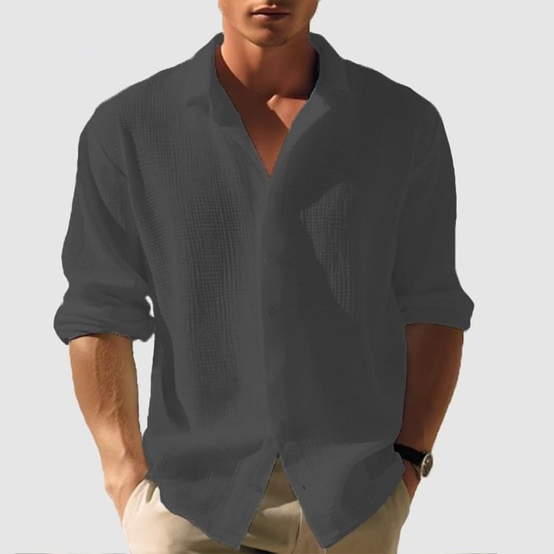 Men's Cotton Waffle Shirt Long Sleeves