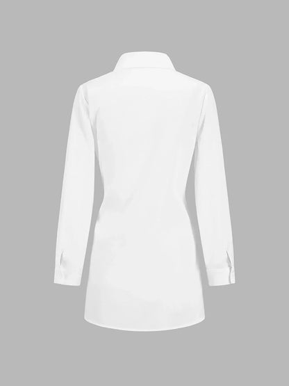 Women's Oversized Long Sleeve Shirt With Tie Waist