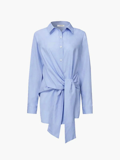 Women's Oversized Long Sleeve Shirt With Tie Waist