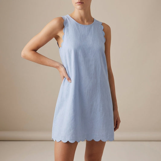 Women's Sleeveless Mini Dress Lightweight Ruffle Hem - VibreMode