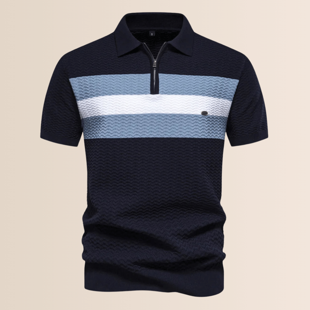 Men's Striped Polo Shirt Cotton