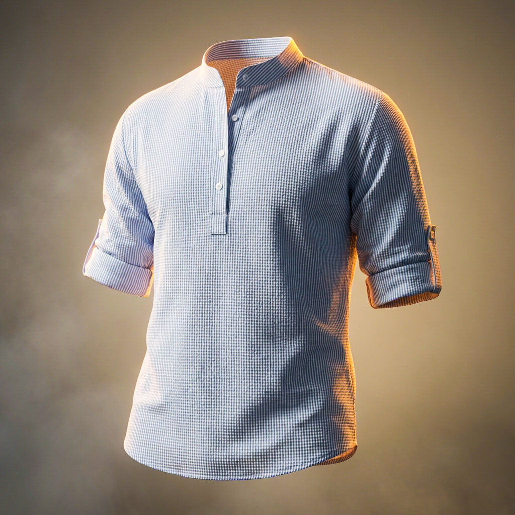 Classic Grid Pattern Long Sleeve Tee - VibreMode