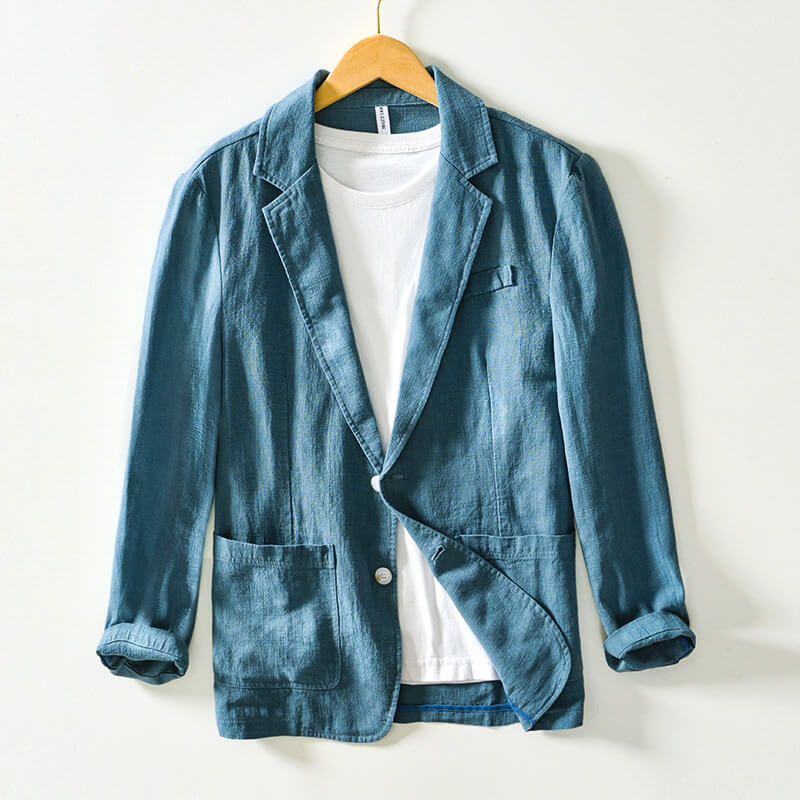 Timeless Navy Linen Jacket - VibreMode