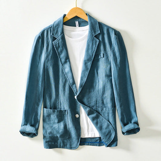 Timeless Navy Linen Jacket - VibreMode